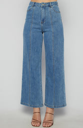 SOGNA COL Front Leg Seam Detail Denim Jeans (SDM138B)